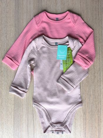 Lot de bodies évolutif côtelé Hema / rose / taille 2-6 mois 62/68 cm