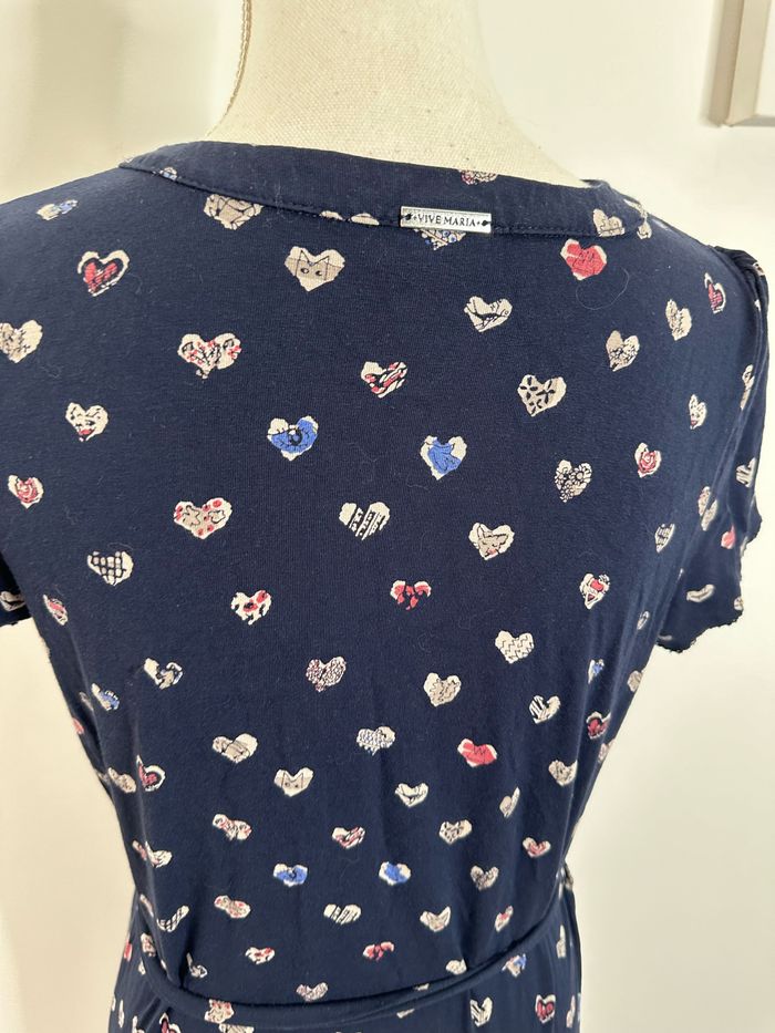 Robe bleue marine et multicolore petits cœurs Vive Maria T36 S - photo numéro 7