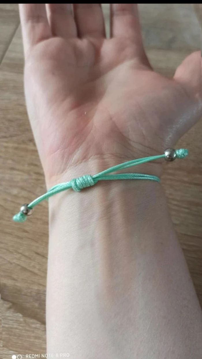 Bracelet lien vert argenté - photo numéro 6