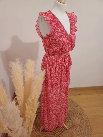 Robe longue rose cache-coeur Fleurie Maëlle taille S 36