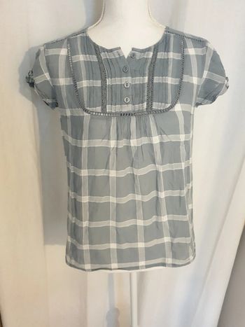 Blouse chemisier gris et blanc marque Camaïeu taille 36