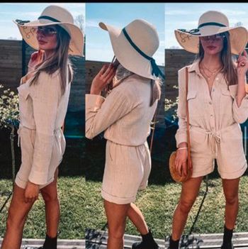 Combi short en lin beige neuf étiqueté scarlet roos été 3840