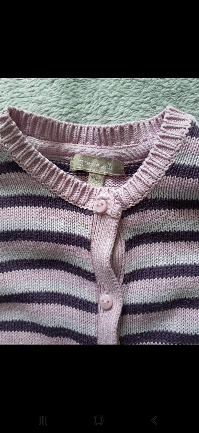 Gilet fille 18 mois violet à rayures - photo numéro 2