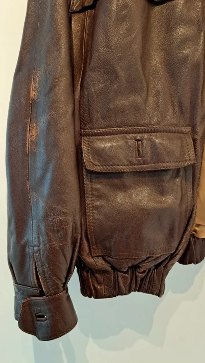 Blouson cuir marron, taille L - photo numéro 6