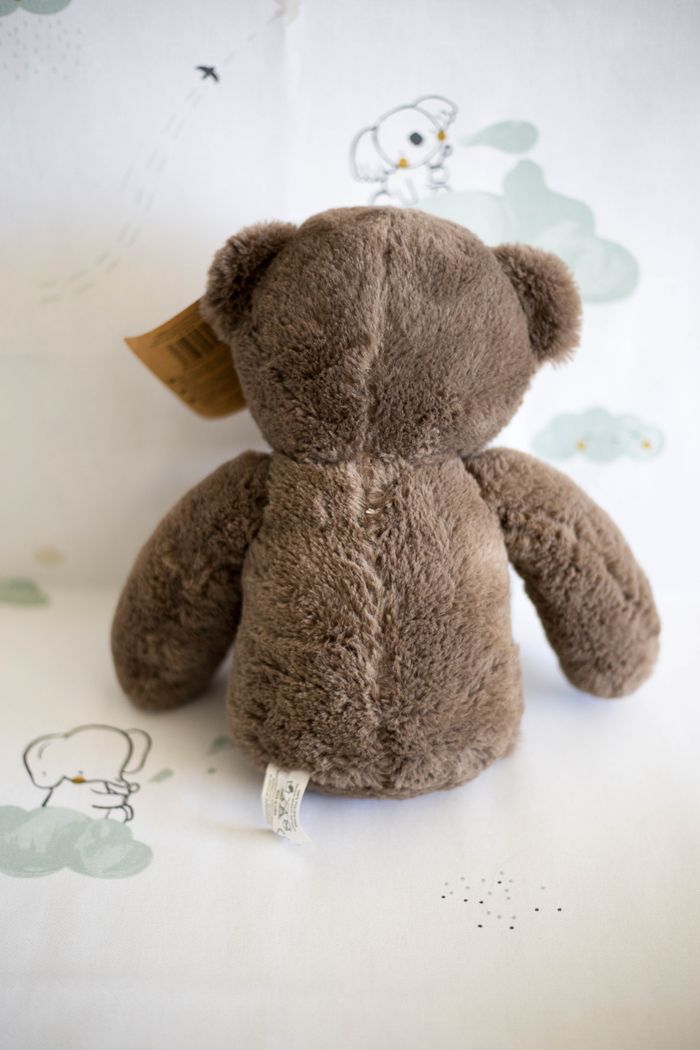 Peluche singe marron + plaid camel et blanc - photo numéro 5