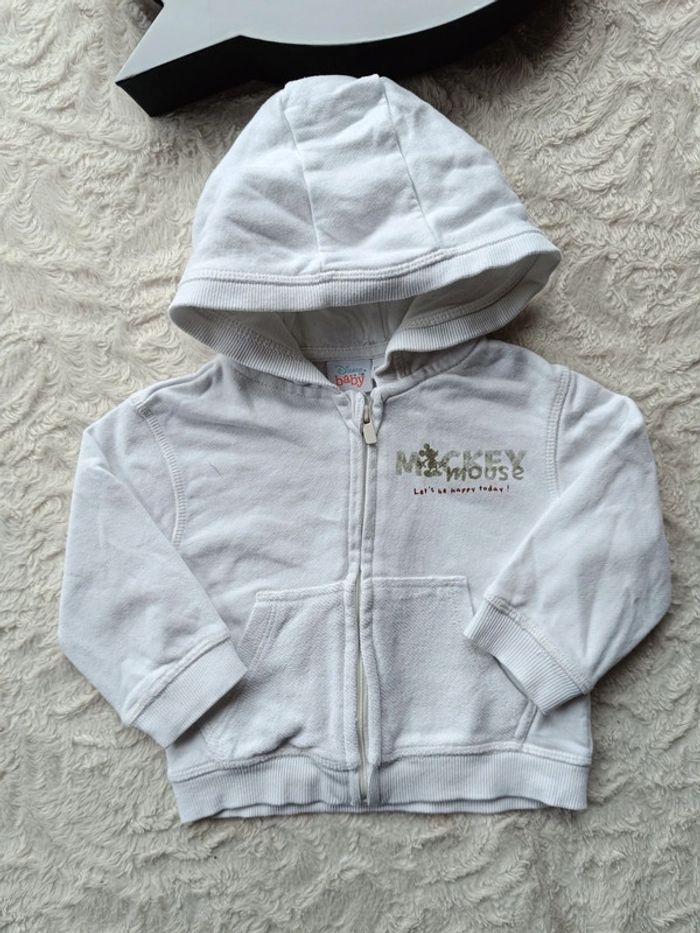 Gilet zippé veste avec capuche Garçon 12 mois Mickey Disney Baby 100% coton - photo numéro 2