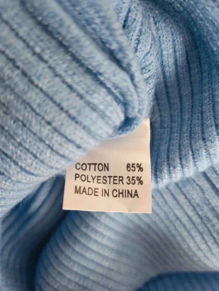 Pull col cheminé coton bleu - photo numéro 5