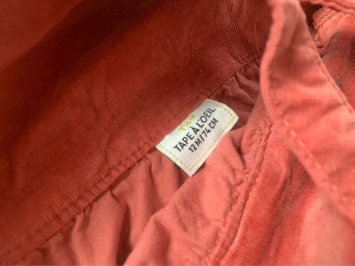 Robe salopette velours rose framboise TAO tape a l’œil 12 mois - photo numéro 5