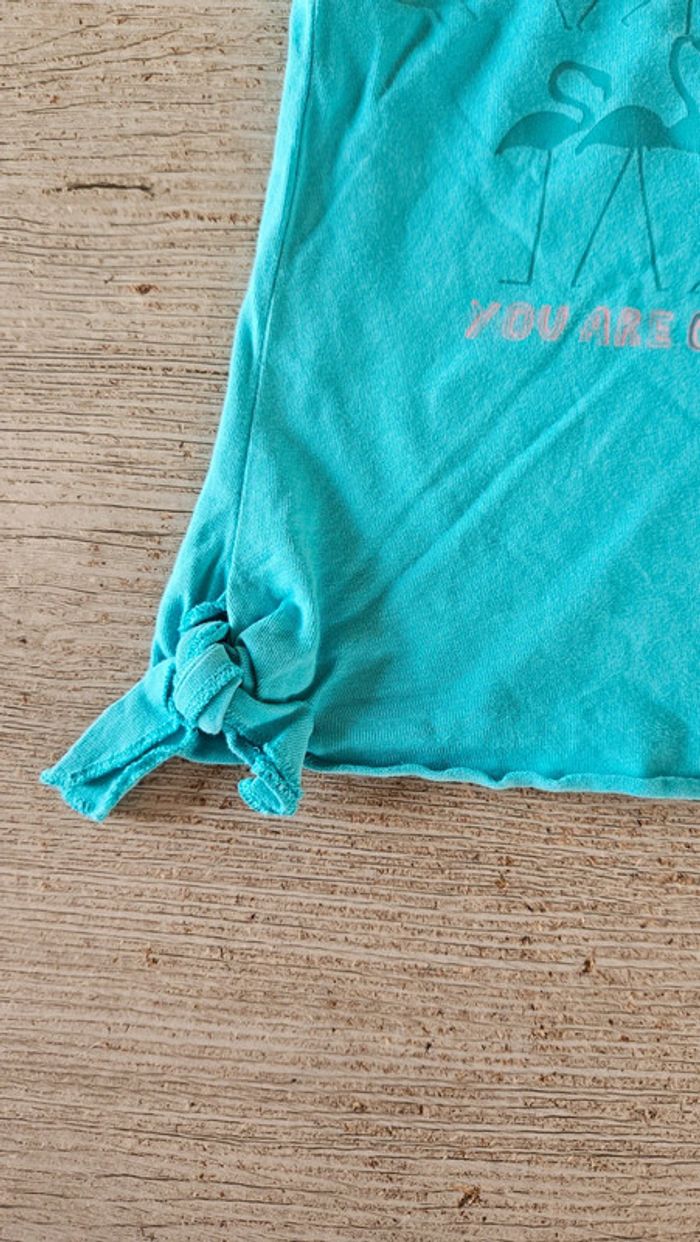 T shirt turquoise à manches courtes, flamand rose, Esprit, 4/5 ans - photo numéro 4