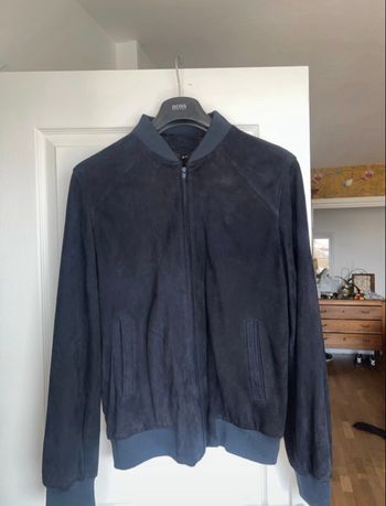 Veste en daim bleu marine L