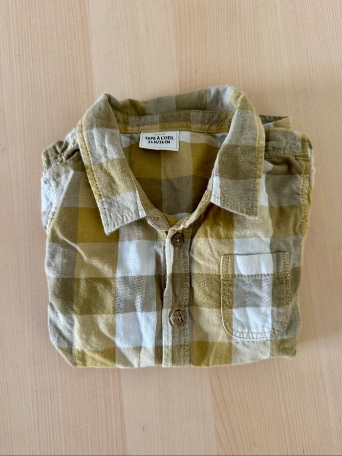 Chemise à carreaux manches longues - taille 24 mois - photo numéro 5