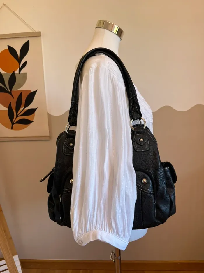 Sac noir vintage y2k marque Rosetti en cuir parfait état [ref2506SBl82] - photo numéro 8