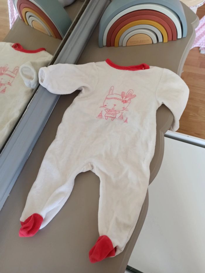 Pyjama blanc et rouge 3 mois Tissaia - photo numéro 2