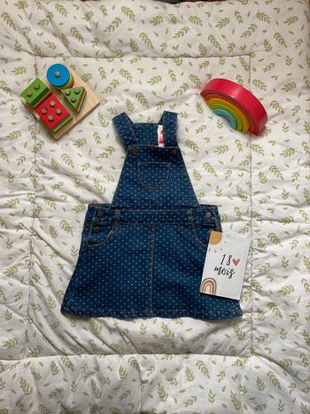 robe salopette en jean bleu à pois 18 mois tissaia