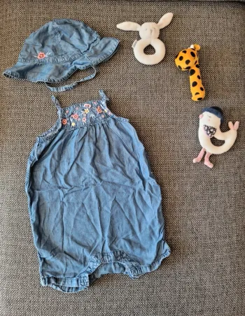 Combishort fille et son chapeau 36 mois