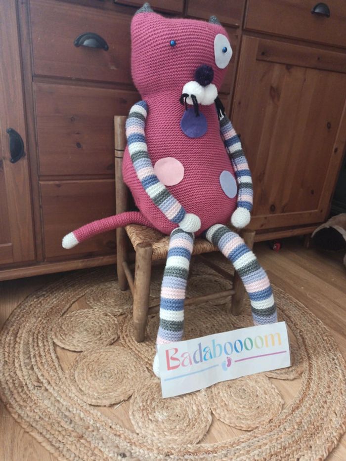 peluche crochet 80 cm chat tbe - photo numéro 3