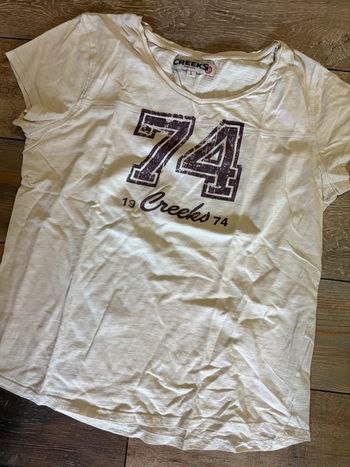 T-shirt creeks blanc et mauve taille L