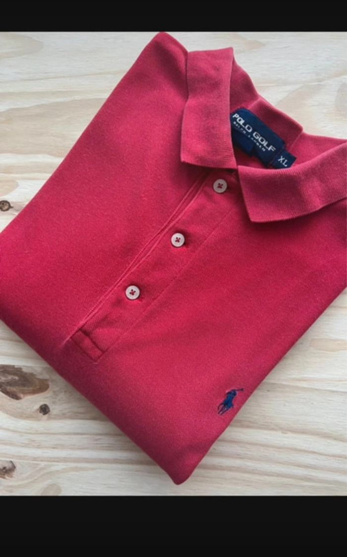 Polo Ralph Lauren golf vintage rouge logo bleu marine taille XL. - photo numéro 8