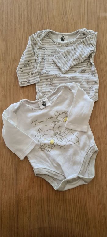 Lot de 2 bodies manches longues Taille 0-3mois