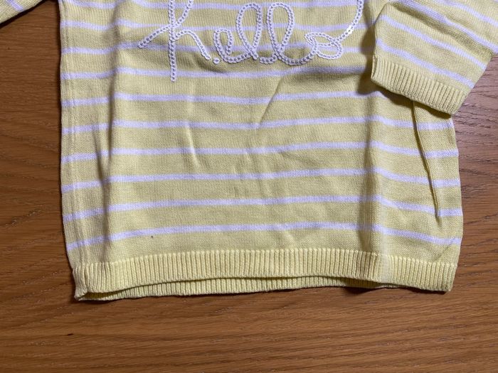 Vertbaudet Pull rayé jaune et blanc Taille 9 mois - photo numéro 3