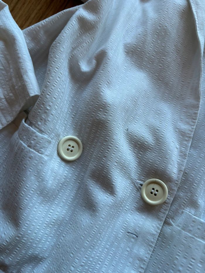 Veste blazer légère vintage blanc cassé crème coton/lin – taille M/38 80s 90s femme - photo numéro 2