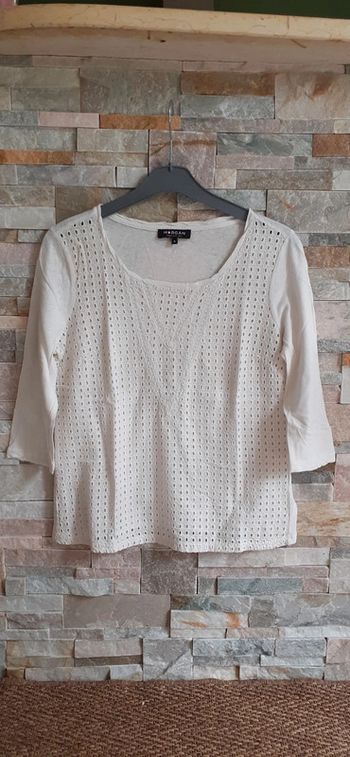 Haut Morgan blanc Coton Broderie anglaise