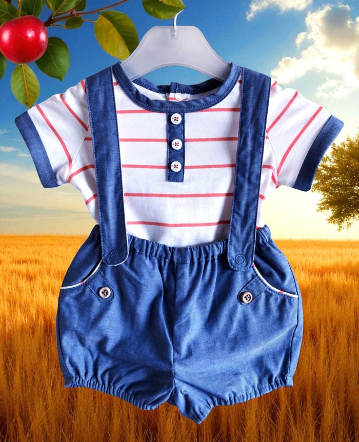 SERGENT MAJOR - NEW - 2P BÉBÉ GARCON SALOPETTE SHORT + TEE-SHIRT ASSORTI 1M - photo numéro 4