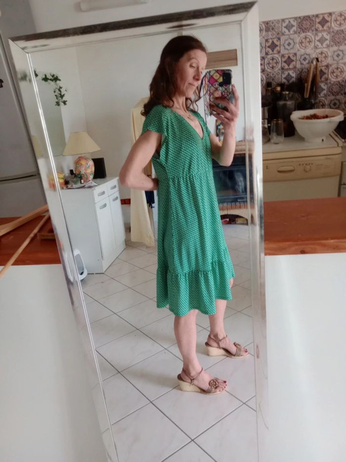 Robe XL verte et blanche c80 - photo numéro 5