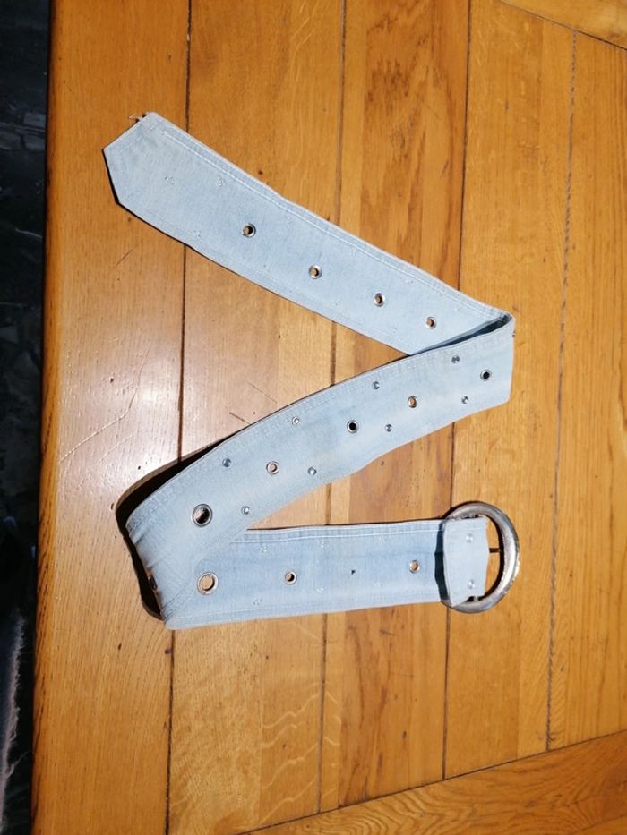 Ceinture large jean délavée - photo numéro 2