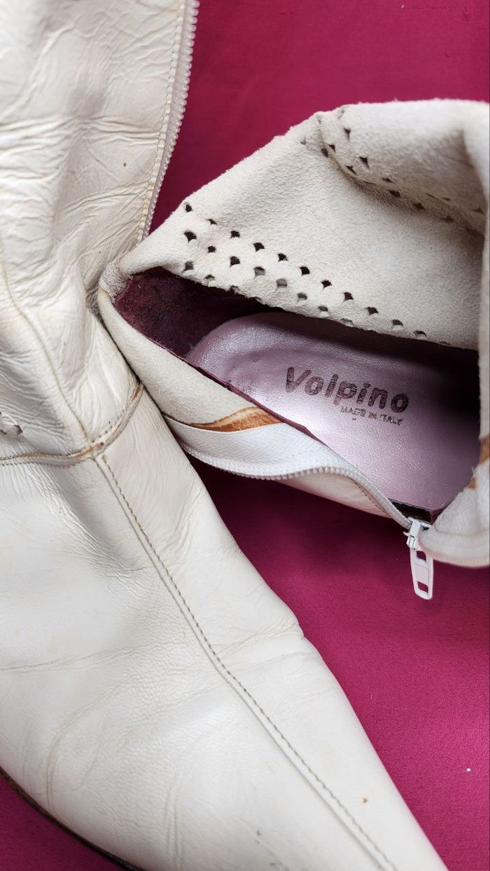 Bottes Vintage Italiennes Volpino en Cuir Blanc – Élégance Rétro Rare et Intemporelle - photo numéro 2