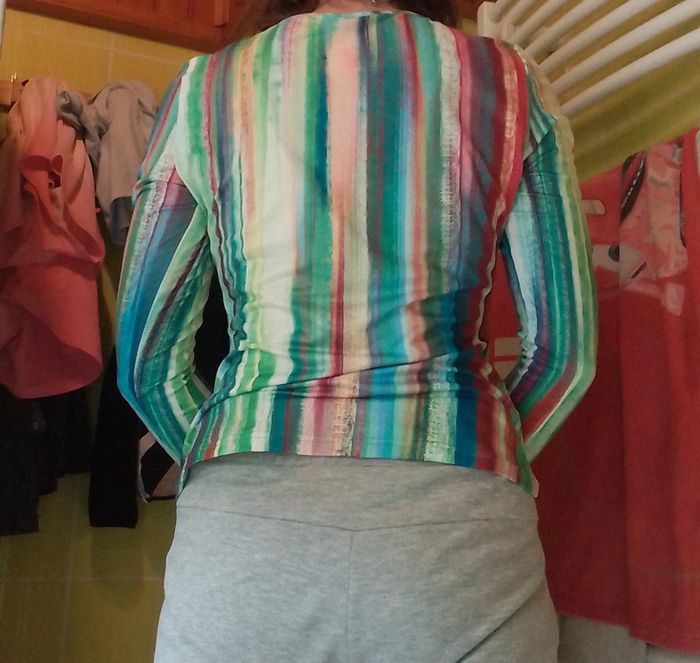 Pull fin femme rayé vert Shein - photo numéro 4