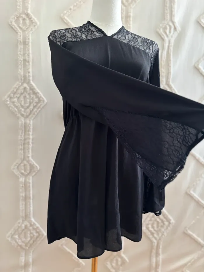 Combi short noire fluide Miss Glammy – taille L – dos nu en dentelle - photo numéro 2