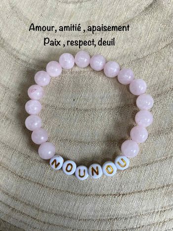Bracelet « nounou » quartz rose 18 cm , lithothérapie