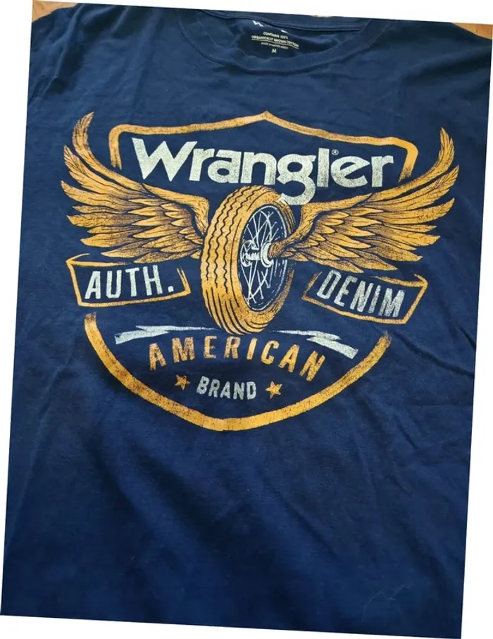 T-shirt Wrangler bleu homme 🇺🇸 Authentique style vintage, taille M - photo numéro 2
