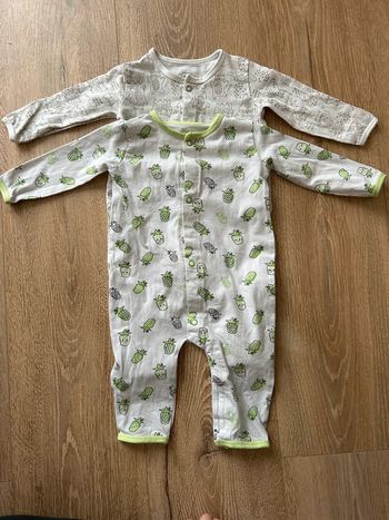 Lot 2 pyjamas coton sans pied 3 mois