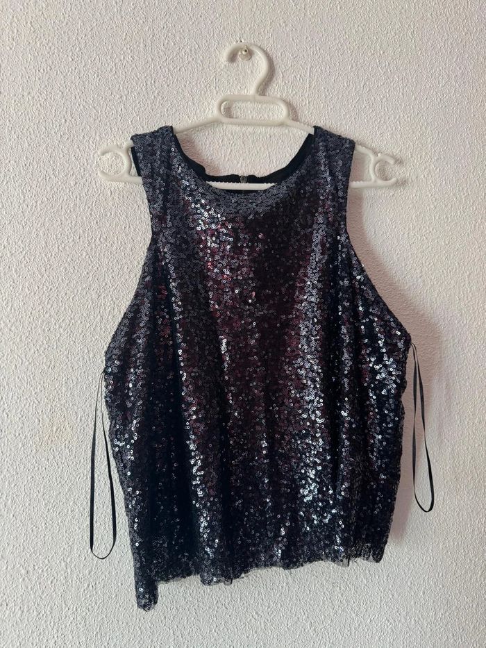 Top mango lentejuelas - photo numéro 2