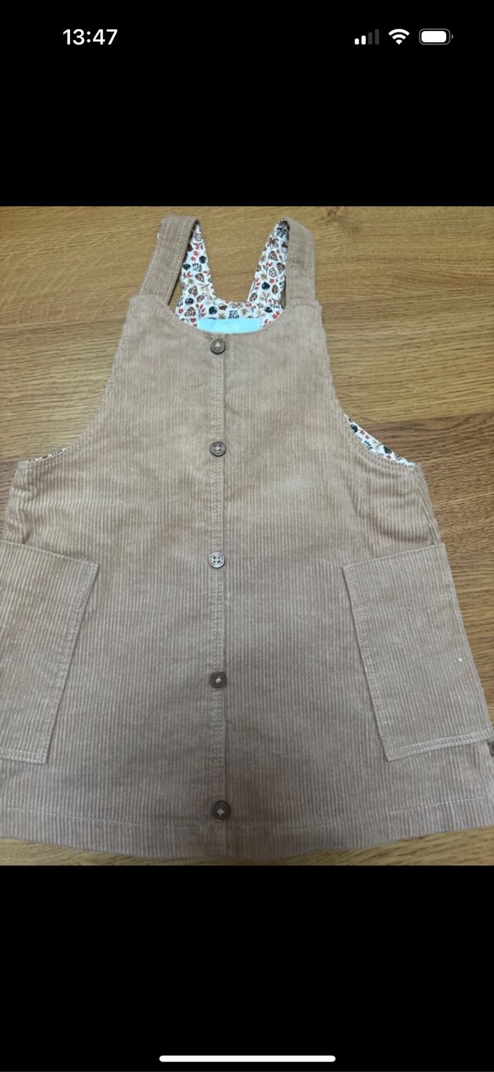 Robe à bretelles bébé fille obaibi 12 mois neuf - photo numéro 3