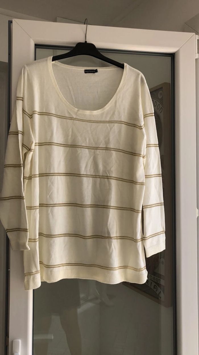 Joli pull femme beige et doré