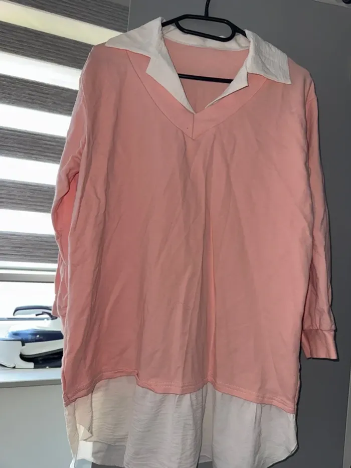 Pull femme taille unique rose blanc - photo numéro 2
