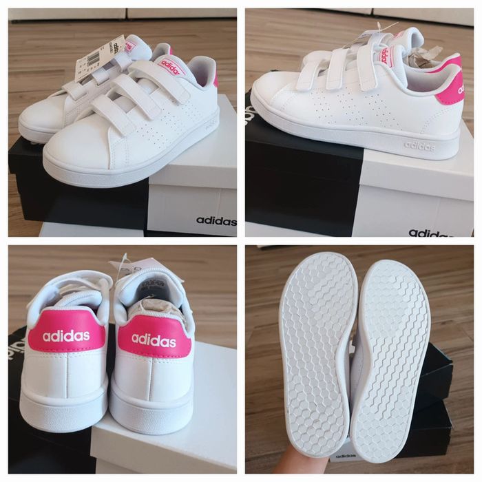 Paire de baskets à scratchs Adidas blanc & rose neuves dans leur boîte d'origine 🏷