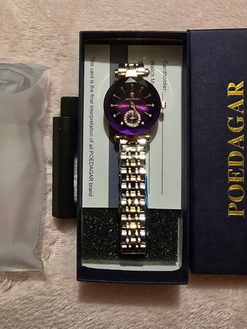 Montre Quartz Étanche Violet Argenté Doré Poedagar