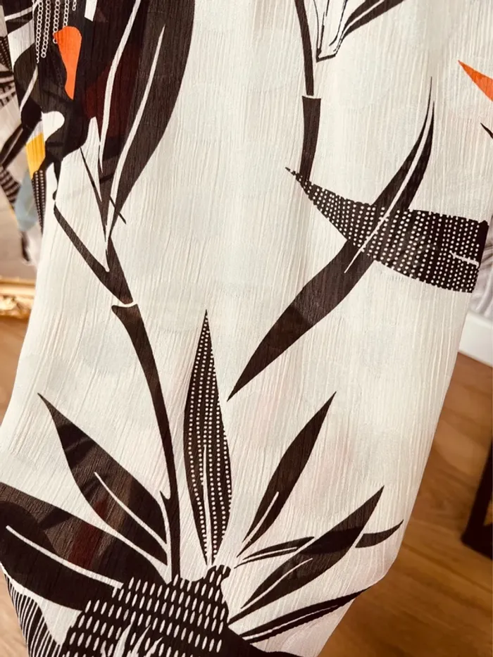 Taille M ~ 38 robe d’été fluide femme Promod ivoire noir et corail 🌺 - photo numéro 4