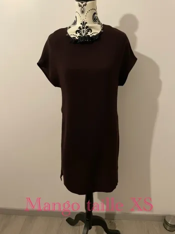 Robe bordeaux foncé mango taille XS perle col