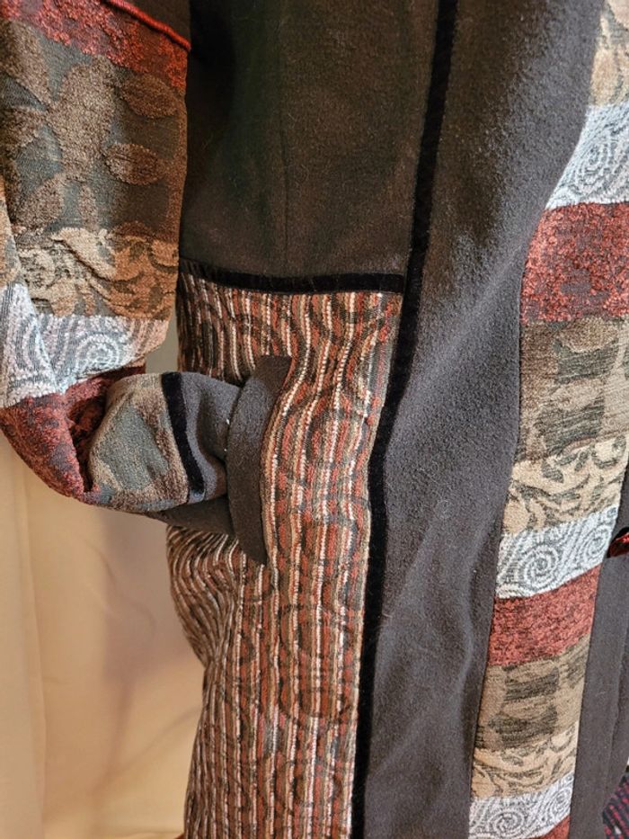 Manteau laine marron beige, orange Scottage - photo numéro 3