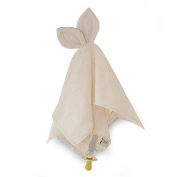 Doudou lange plat 100% coton bio avec attache sucette couleur crème dès la naissance neuf