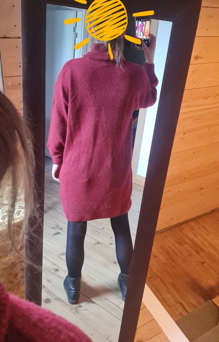 Robe pull chaude col roulé bordeaux – Taille M / 38 – Takko Fashion - photo numéro 2