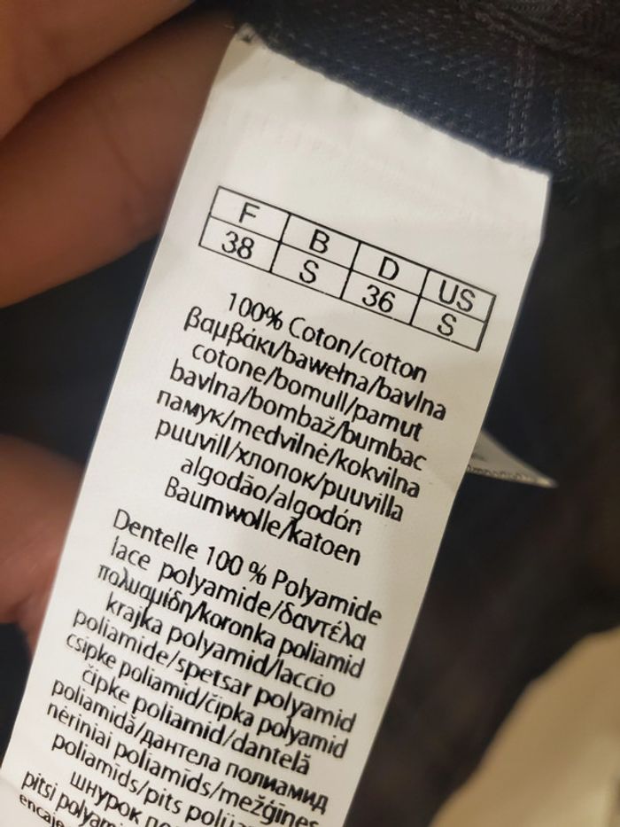 Chemise col dentelle carreaux marine 1060 Clothes T38 - photo numéro 6