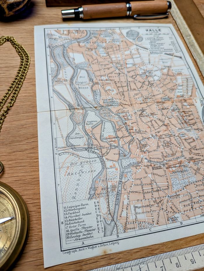 Imprimée en 1914, Halle-sur-Saale, Allemagne, Vintage Authentique (cadre non inclus ) - photo numéro 5