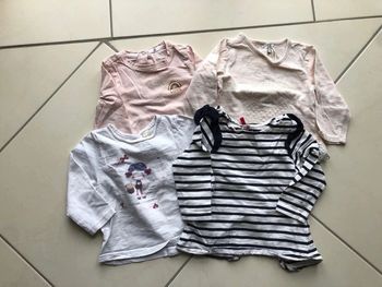 Lot 4 T-shirt manches longues 12 mois