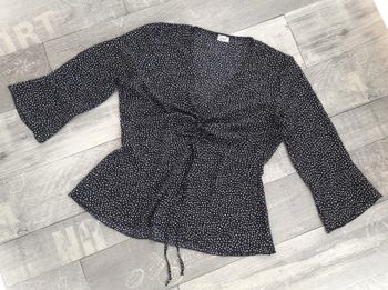 Chemisier fluide noir à pois blancs, Pimkie